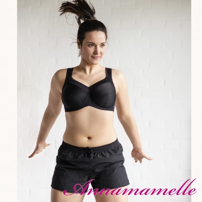 Ulla Kate grote cup sport BH model 6028 zonder beugel zwart