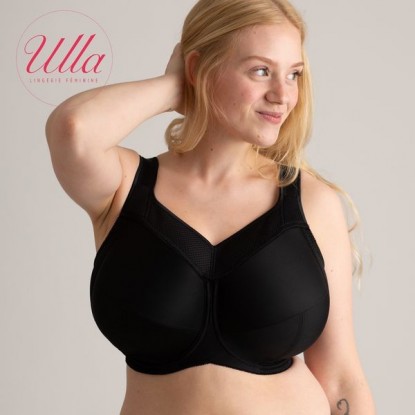 Ulla Kate grote cup sport BH model 6028 zonder beugel zwart