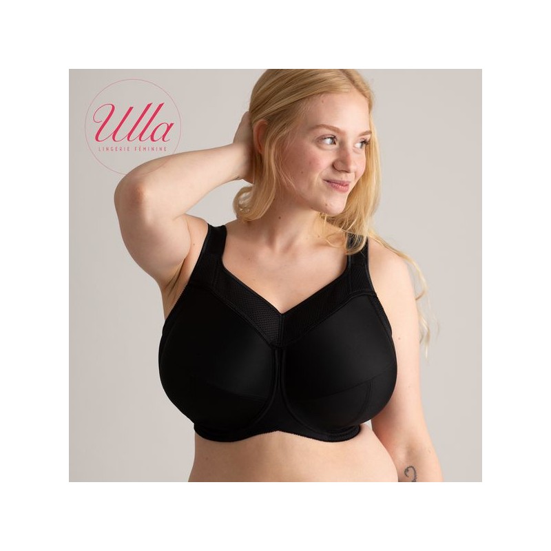 Ulla Kate grote cup sport BH model 6028 zonder beugel zwart